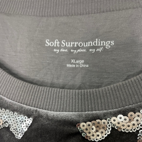 Soft Surroundings Glistening Sequin & Velour Jersey Knit Lined Sweatshirt Sz XL - Picture 9 of 9